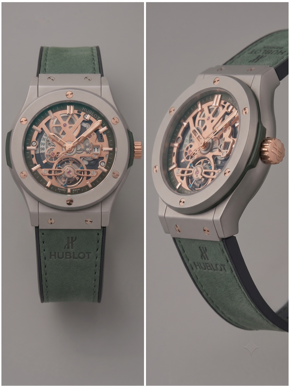 Hublot Aerofusion Openworked Quartz Watch with Working Date (Titanium & Rose Gold Finish)