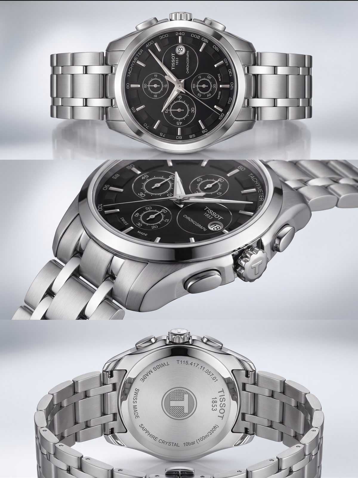 Tissot Executive Multi-Dial Chronograph – Black Dial Silver Steel Watch