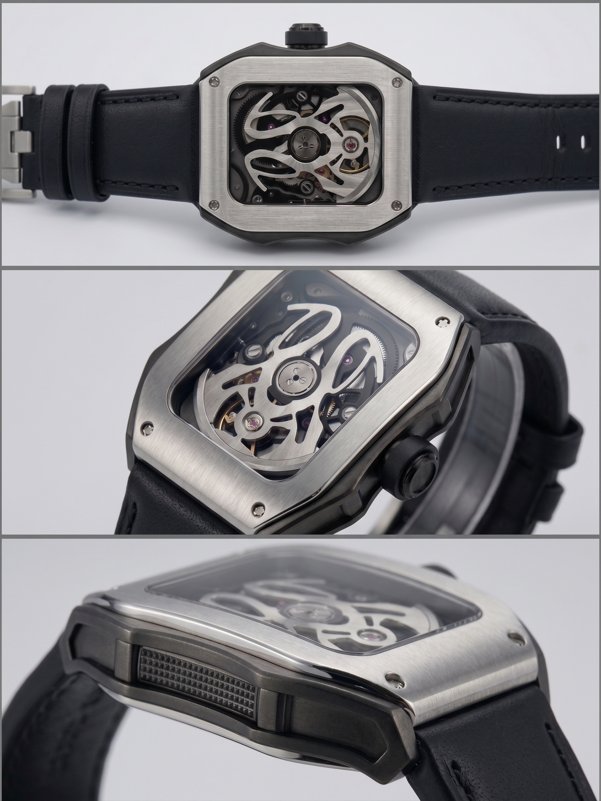 Richard Mille Inspired Black Carbon Skeleton Dial Watch with Exhibition Case Back