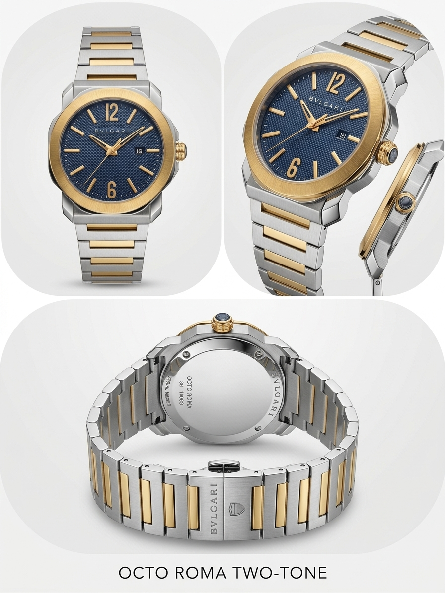 Bvlgari Octo Roma Two-Tone (Steel & Gold) – Textured Royal Blue Dial