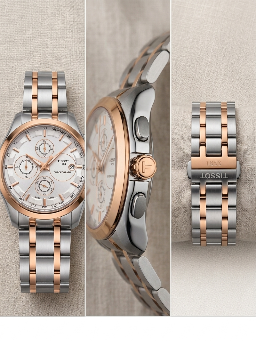 Tissot Executive Multi-Dial Chronograph – Two-Tone Stainless Steel & White Dial