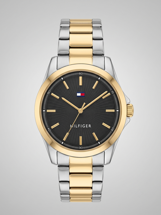Tommy Hilfiger Two-Tone Gold & Black Dial Watch