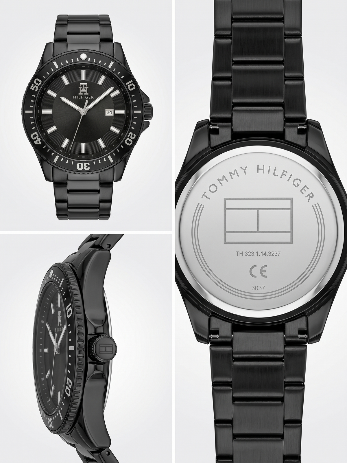 Tommy Hilfiger Men's All-Black Diver Watch – Black Dial with Date Window
