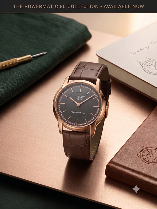 Tissot Classic Rose Gold Quartz Watch – Brown Dial & Leather Strap Edition