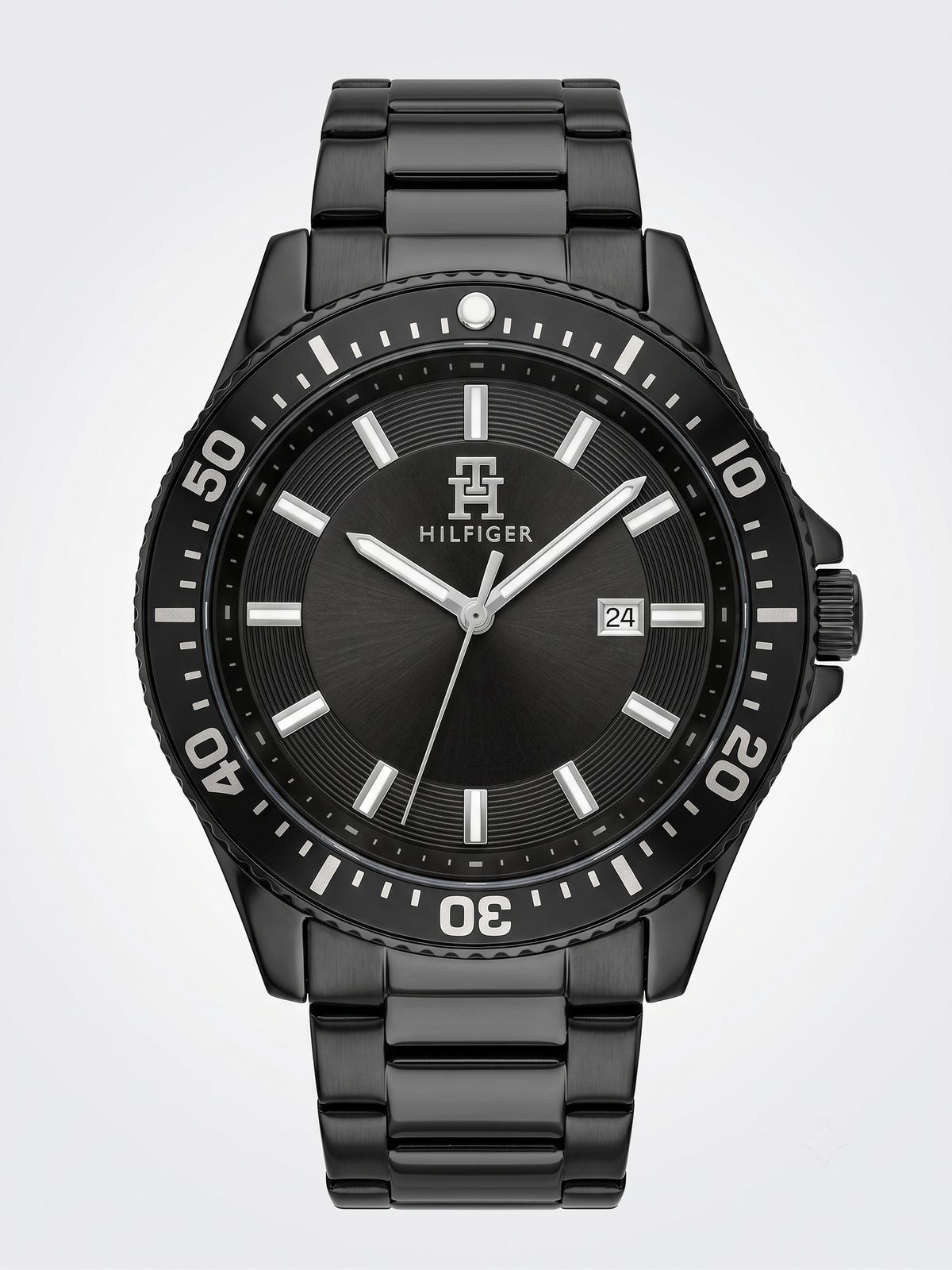 Tommy Hilfiger Men's All-Black Diver Watch – Black Dial with Date Window