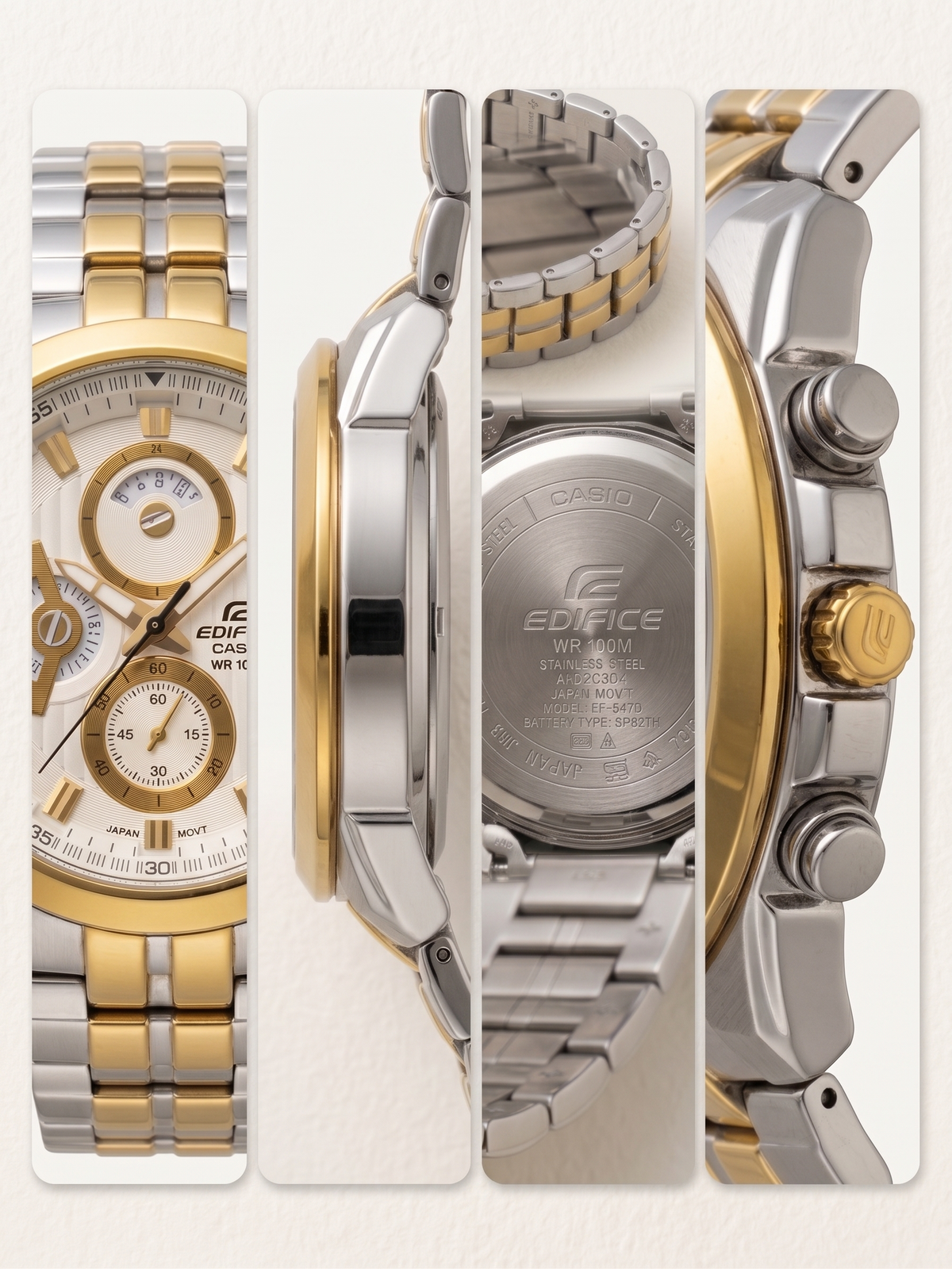 Casio Edifice EF-547D Chronograph White Dial Two-Tone Men’s Watch