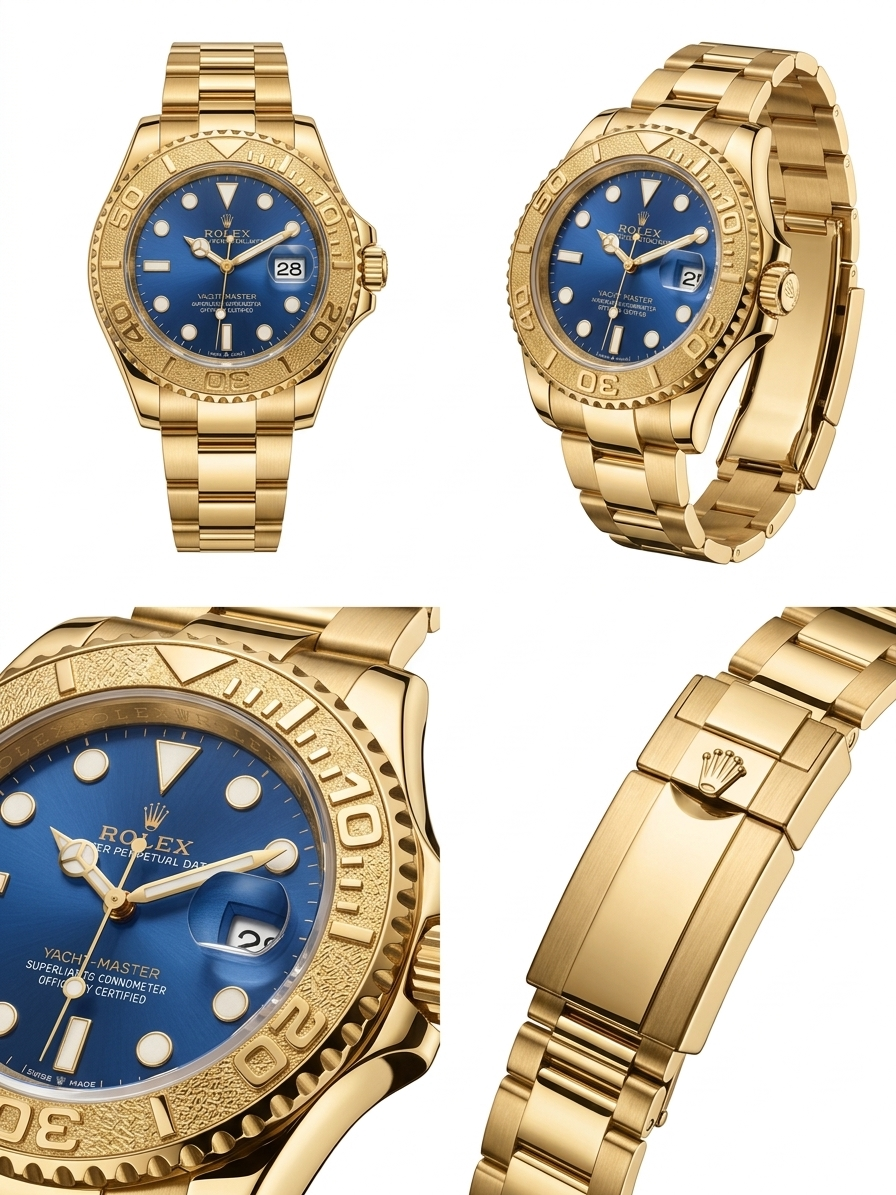 Rolex Yacht-Master Gold Edition – Sunray Blue Dial Quartz Watch