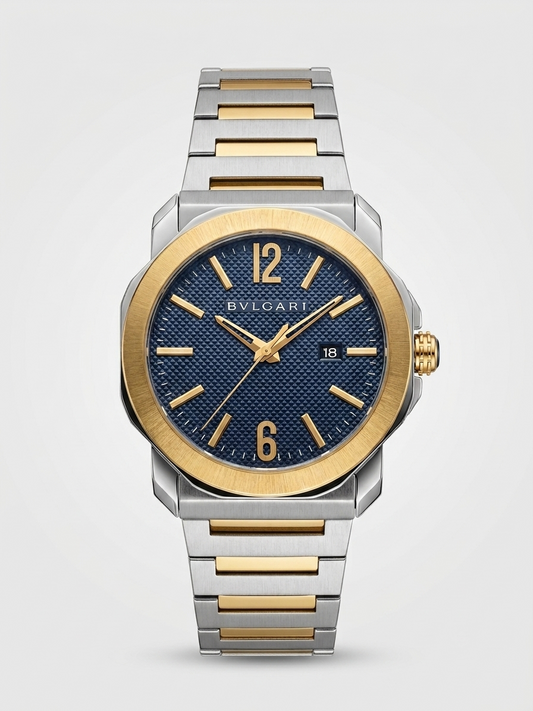 Bvlgari Octo Roma Two-Tone (Steel & Gold) – Textured Royal Blue Dial