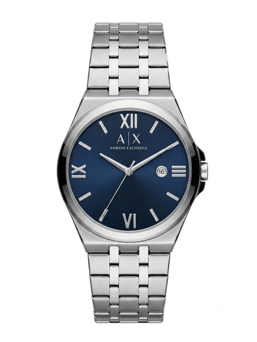 Armani Exchange Modern Stainless Steel Watch – Midnight Navy Sunray Dial