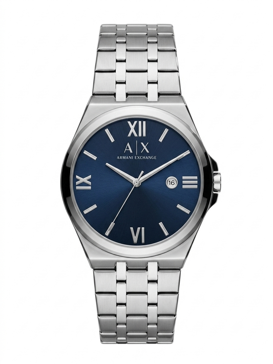 Armani Exchange Modern Stainless Steel Watch – Midnight Navy Sunray Dial
