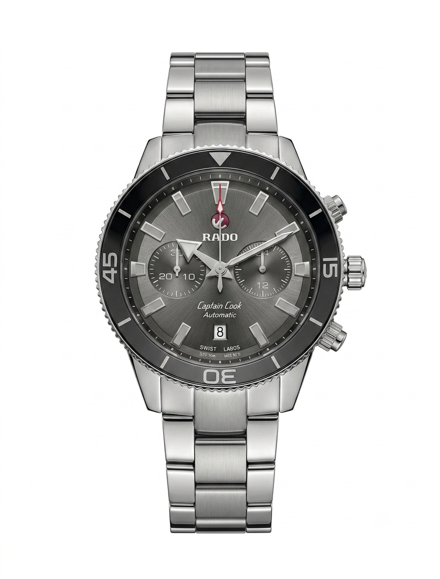 Rado Captain Cook Chronograph – Sunray Anthracite Grey Dial (Stainless Steel Edition)
