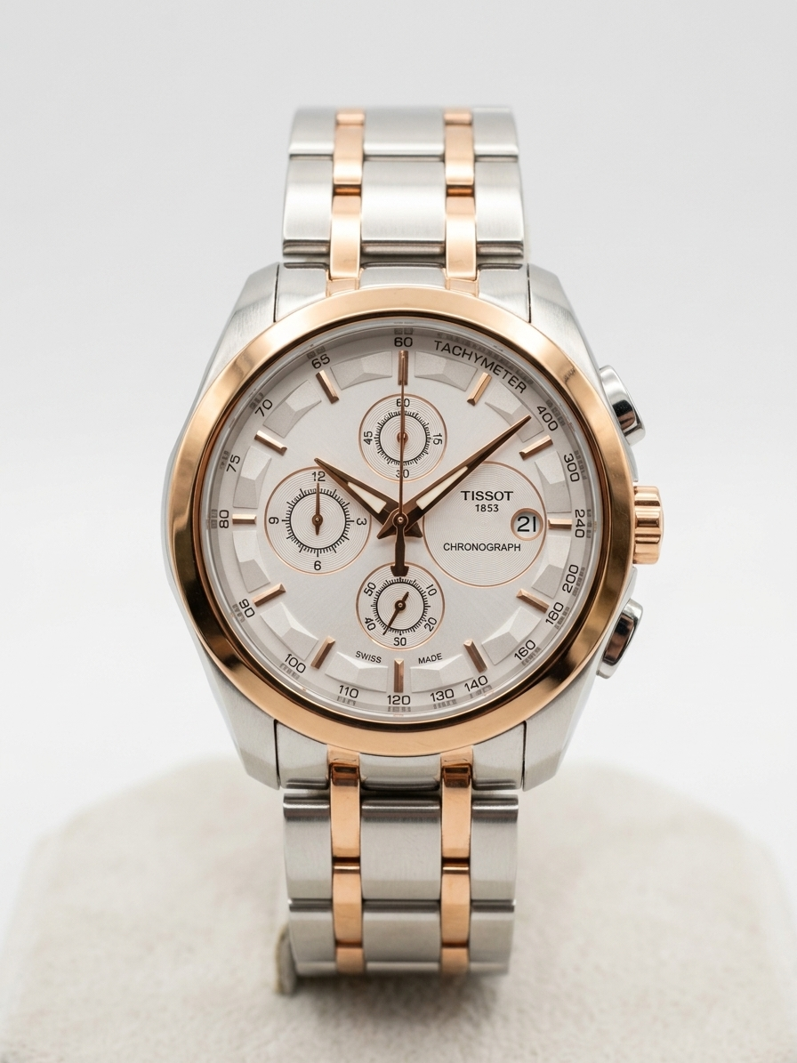 Tissot Executive Multi-Dial Chronograph – Two-Tone Stainless Steel & White Dial
