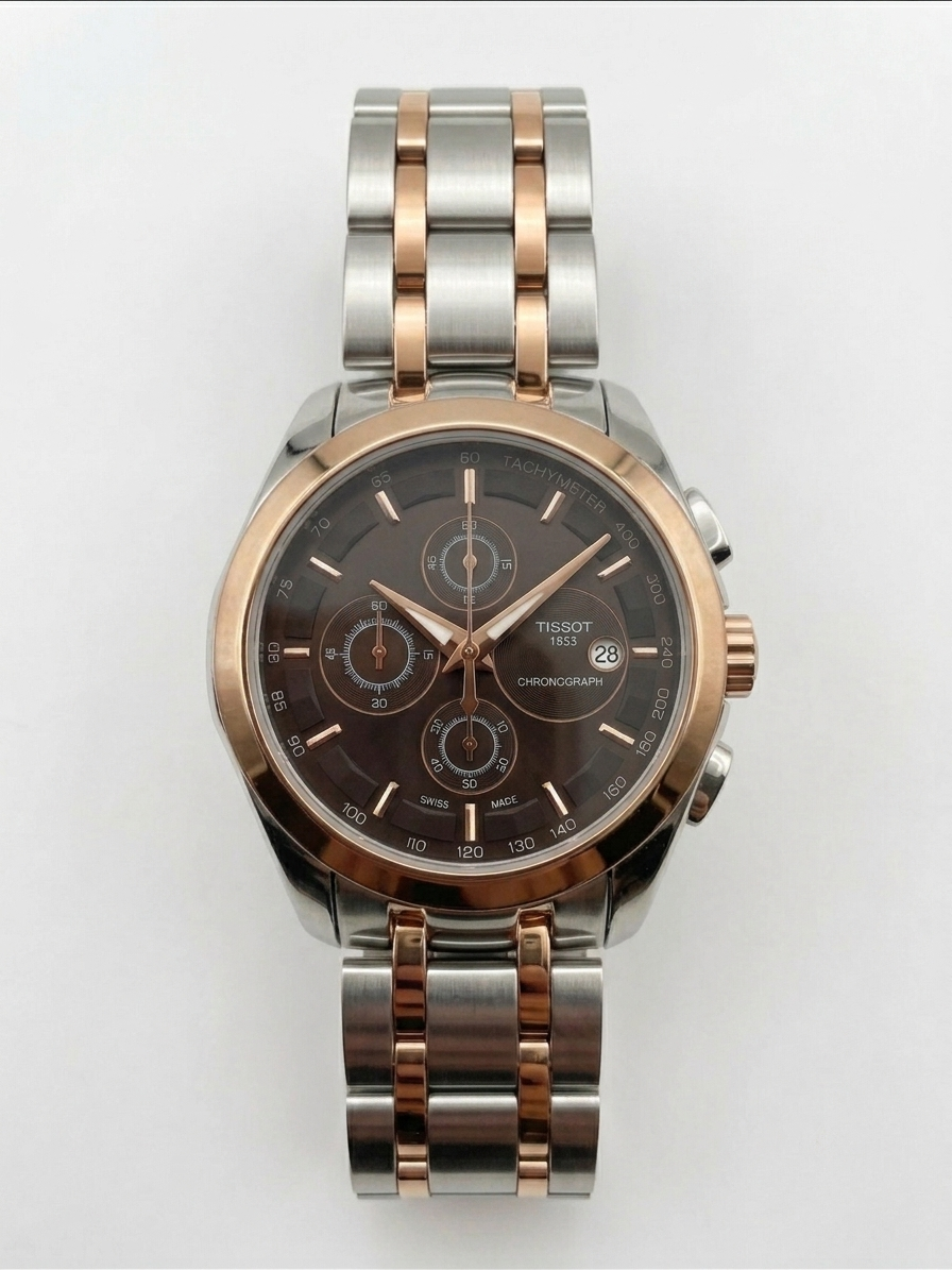 Tissot Multi-Dial Chronograph Two-Tone Edition – Brown Dial & Rose Gold Accents