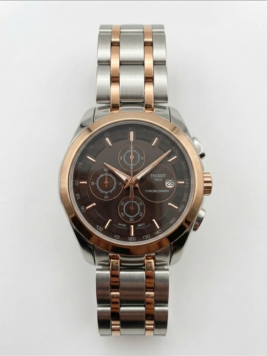 Tissot Multi-Dial Chronograph Two-Tone Edition – Brown Dial & Rose Gold Accents