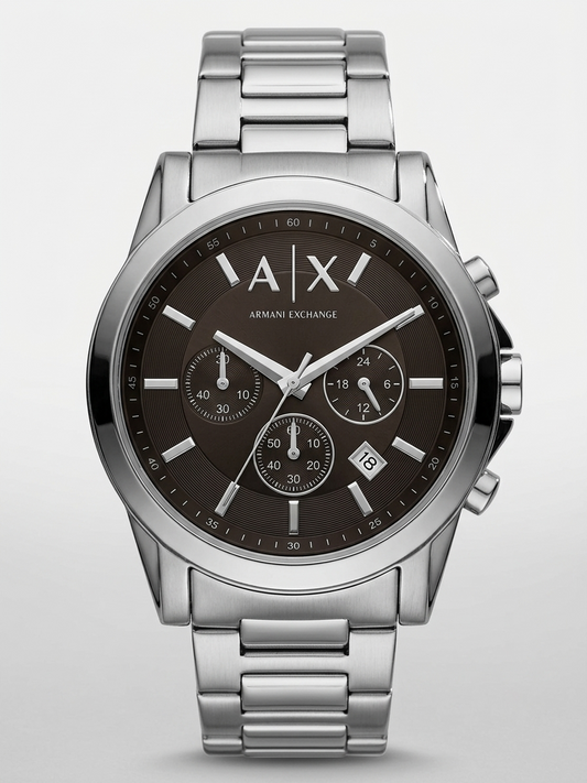 A|X Armani Exchange Multi-Dial Chronograph – Black Dial Silver Steel Watch