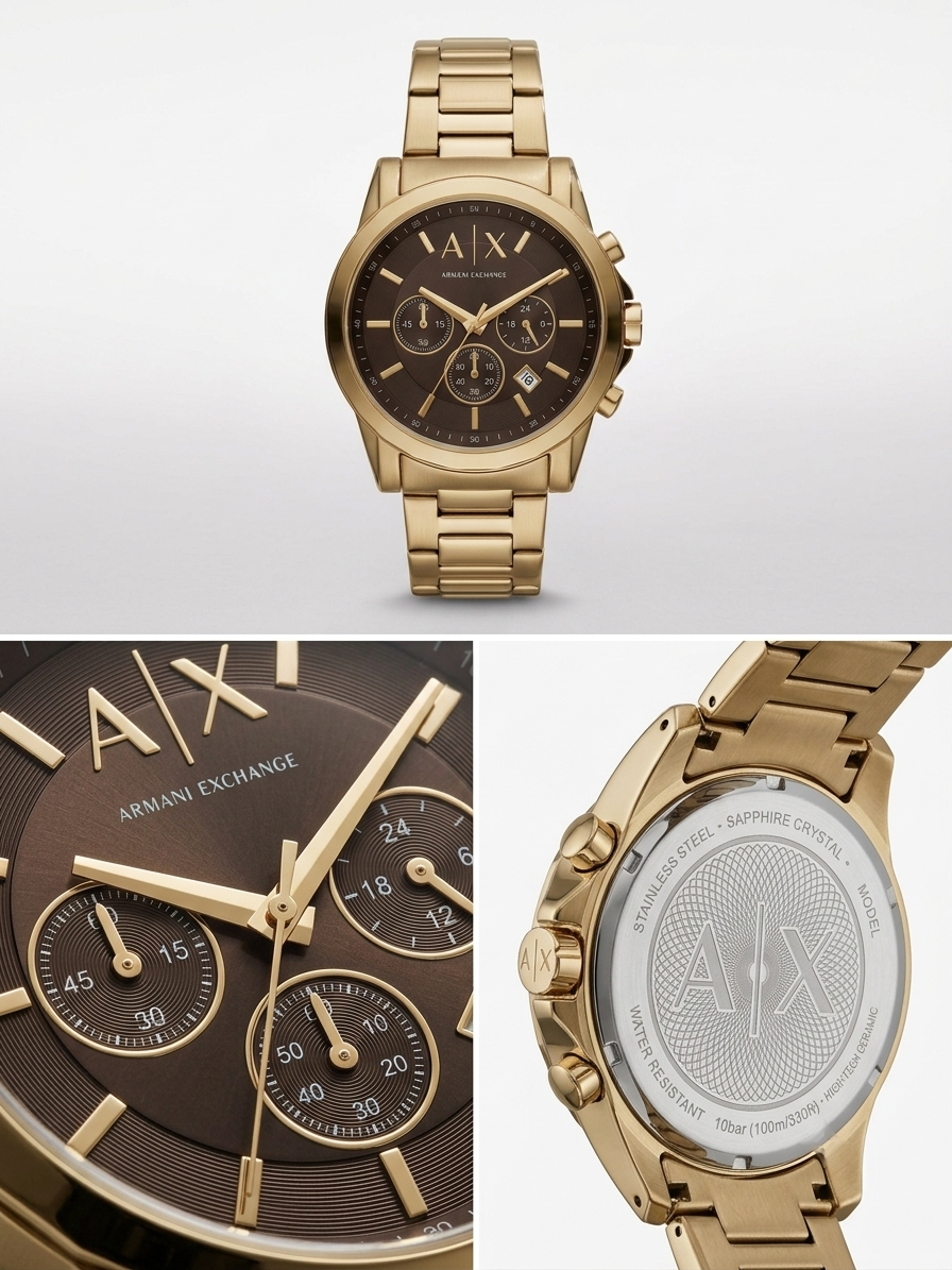 A|X Armani Exchange Hampton Gold-Tone Multi-Dial Quartz Chronograph Watch